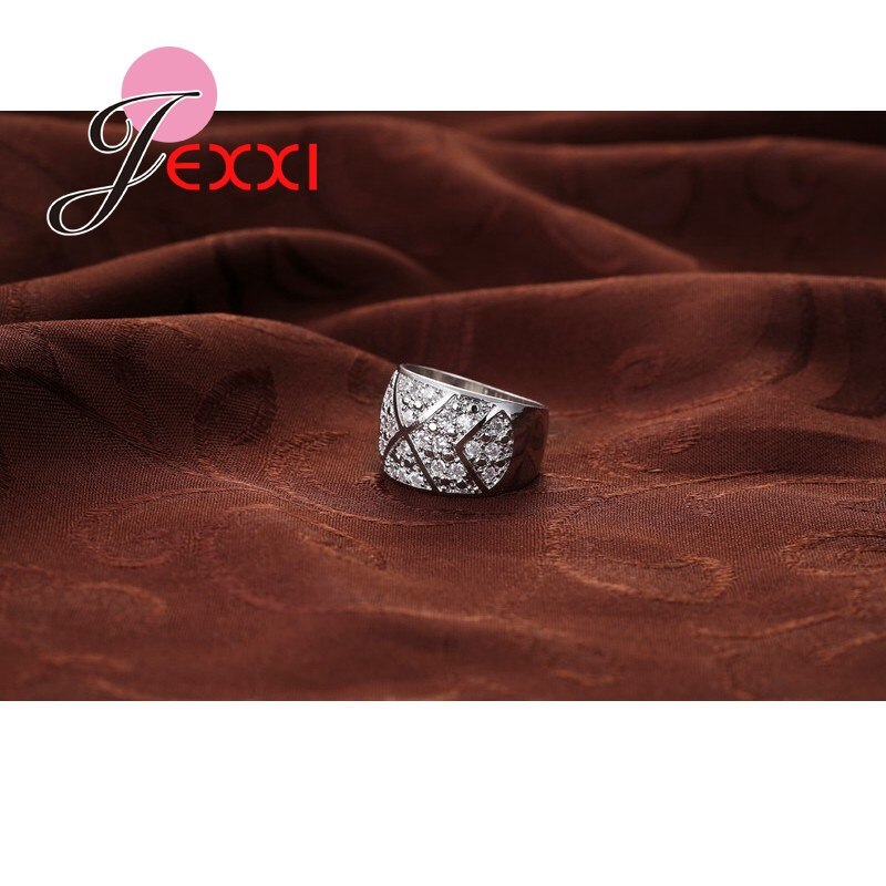 925 Sterling Silber Ehering - Damen Verlobungsring mit Strass - Geometrischer Zirkonia