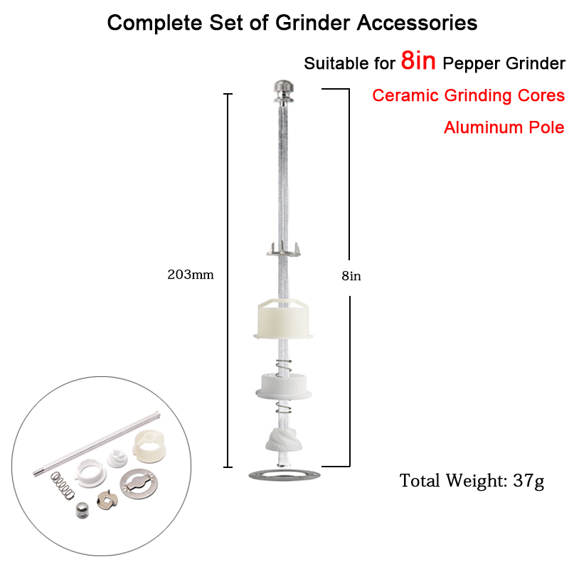 Komplette Set Pfeffer Grinder Zubehör Keramik Schleifen Core für 5 6 8 10 Zoll Mühle: plum