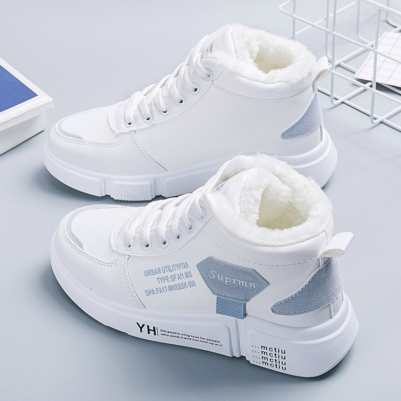 Winter damesschoenen dikke fluwelen schoenen voor dames warme veterschoenen effen kleur wandelschoenen casual dames sneakers