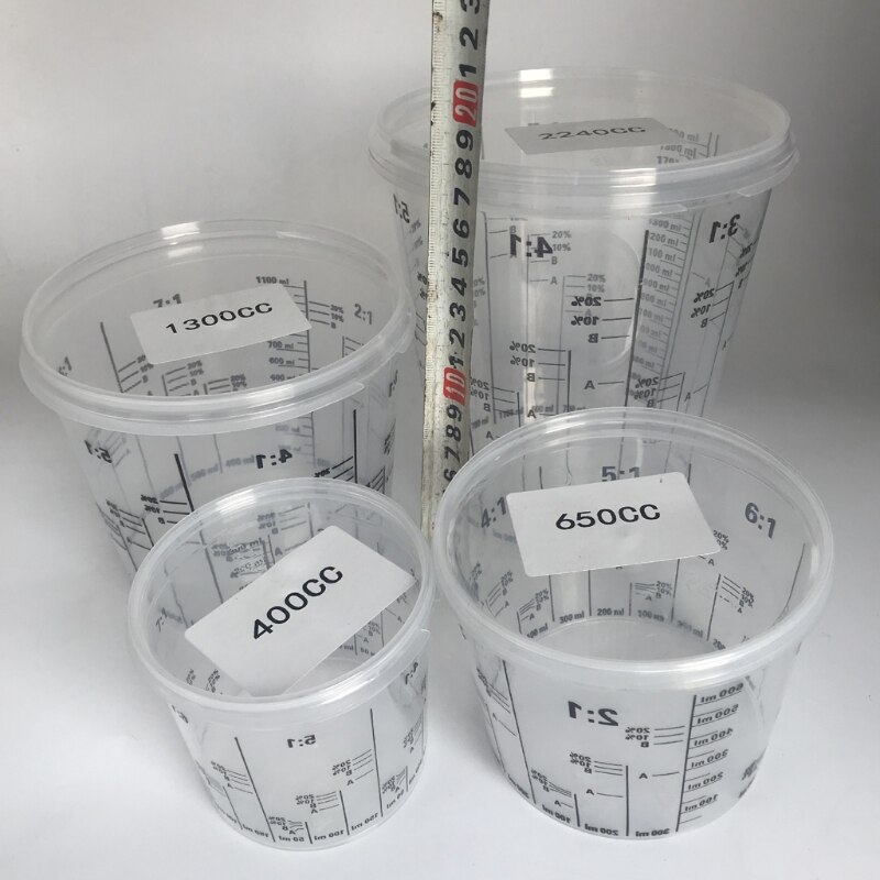 5Pcs Wegwerp Afgestudeerd Clear Plastic Verf Mengen Cups Gekalibreerd Mengverhoudingen Measuing Cups Voor Verf Hars Gereedschap