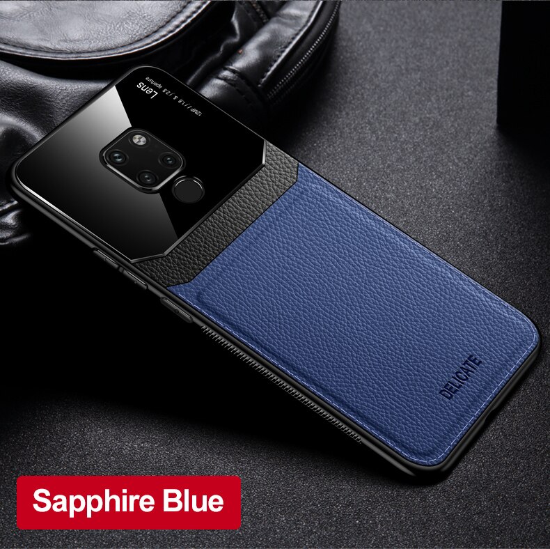 Huawei Mate 20 HMA L09 L29 Case Silicone Bumper Leather Plexiglass Matte Back Cover Hard Case for Huawei Mate20 Pro Mate20X: aluminum / Blue