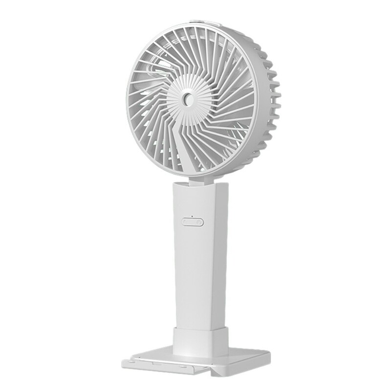 4 In 1 Mini Portable Fan Misting Fan Cooling Hand Holding Fan Desktop Phone Holder Multifunction Travel Cooler Fan: white