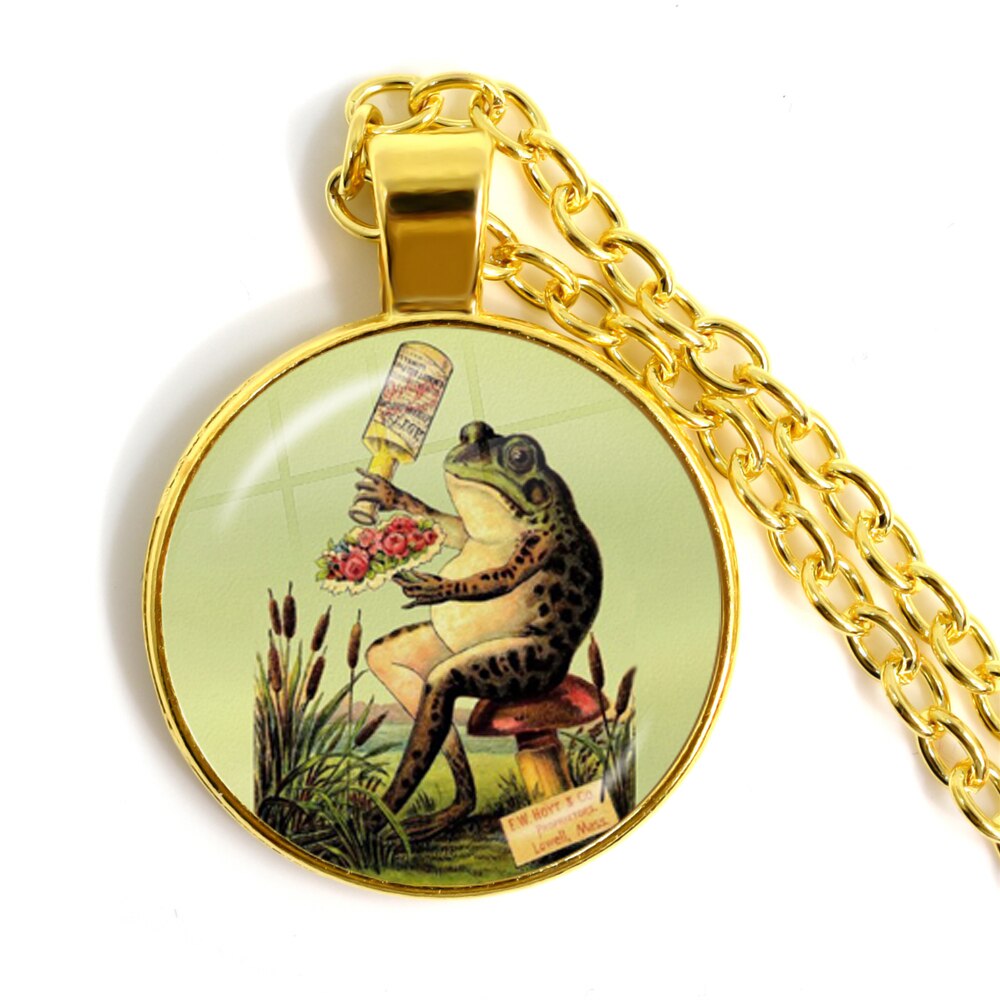 Nouvelle chaîne artisanale Vintage grenouille fée pendentif collier verre Cabochon femmes charme bijoux colares e correntes feminino