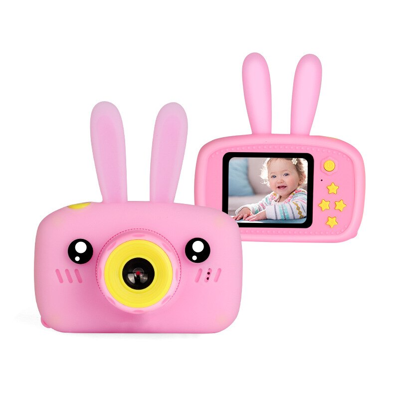 Børn mini kamera fuld  hd 1080p bærbar digital video fotokamera 2 tommer skærm display børn forkid spil undersøgelse kamera: Lyserød / Med 32gb tf-kort