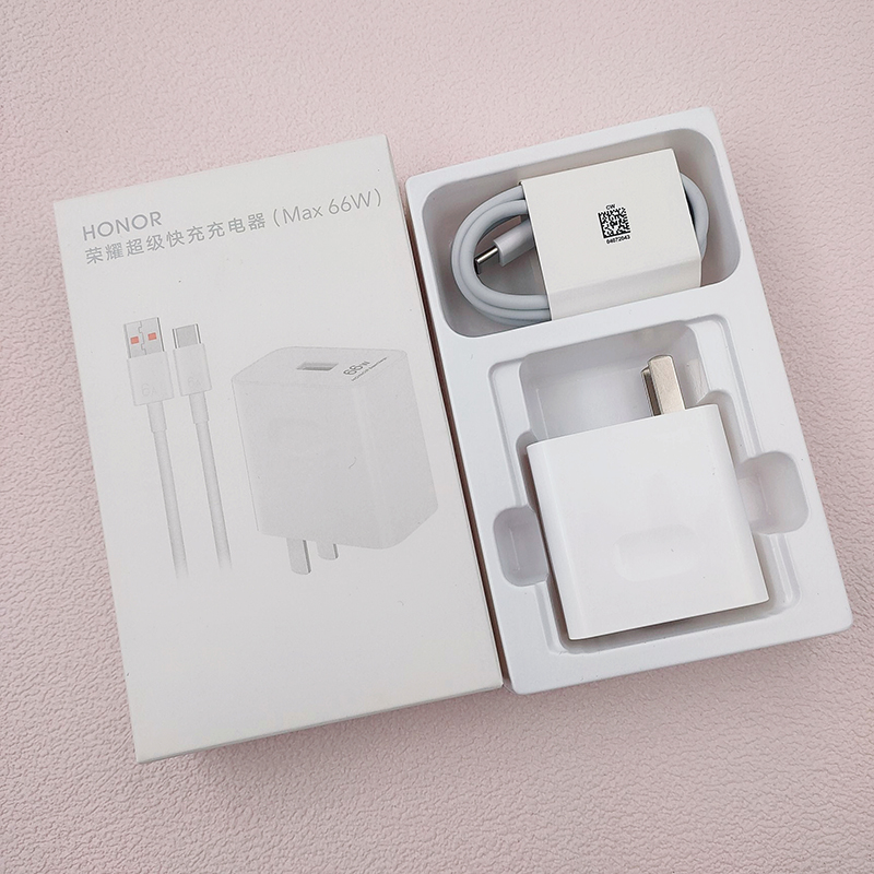 Honor 66W SuperCharge Snellader - EU/US Stekker, USB-C Kabel, GaN Technologie, Qualcomm & Huawei Quick Charge