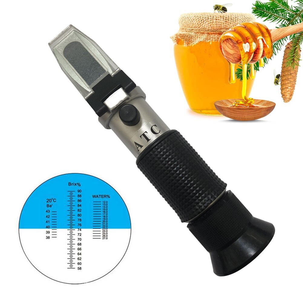 Tool Temperature Measuring Instrument Fruit Handheld For Beekeepers Honey Refractometer Brix 58-92% Solution Water Sugar Content