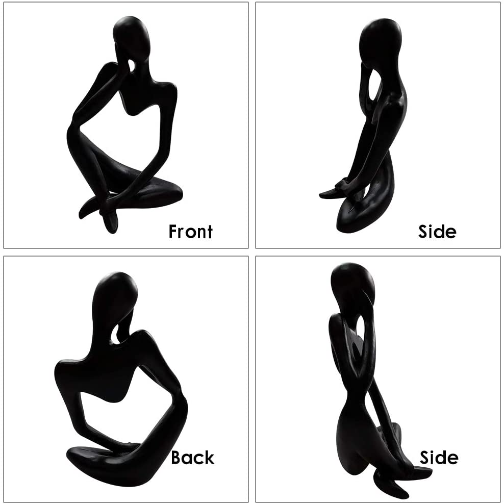 The Thinker Statue Black Abstract Sculpture Resin Statues for Home Decor Modern Home Office Desktop Shelf Bookshelf Decor