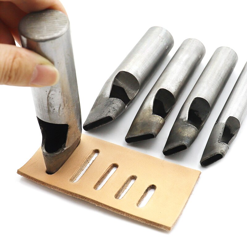 Width 4mm Leather Oval Shape Hole Punch Oval Angle Spacing Belt Punching Tools DIY Craft Leather Puncher Hole Drilling Tool