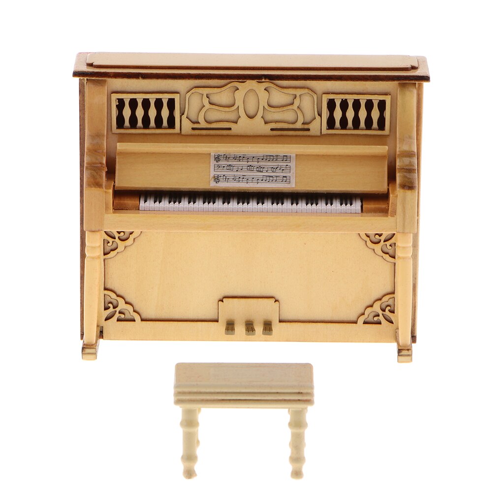 Piano Miniature en bois avec banc pour enfants amis amoureux Mini jouet