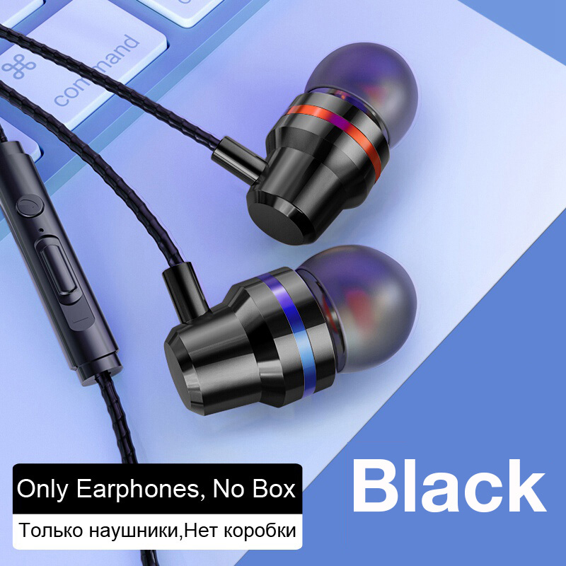 MOOJECAL In Ear Wired 3.5mm Earphone Earbuds Music Headphone for Xiaomi Samsung Iphone Smartphone with Microphone Wired Headset: Black