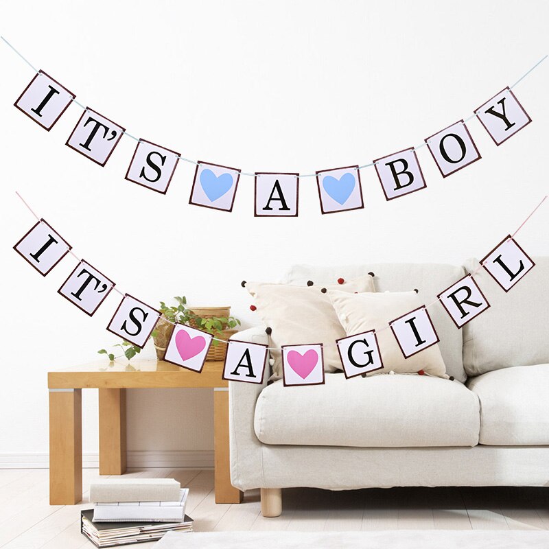 C'est un garçon ou une fille bannière rose bleu papier lettre guirlande pour bébé douche décoration sexe révéler fête fournitures banderoles bannières