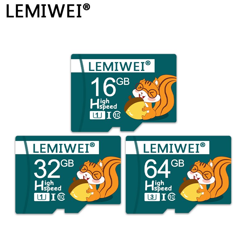 Karta pamięci Lemiwei 64GB 32GB 16GB karta wysokiej prędkości TF klasa 10 UHS-I karta TransFlash pudełko na karty na smartfona