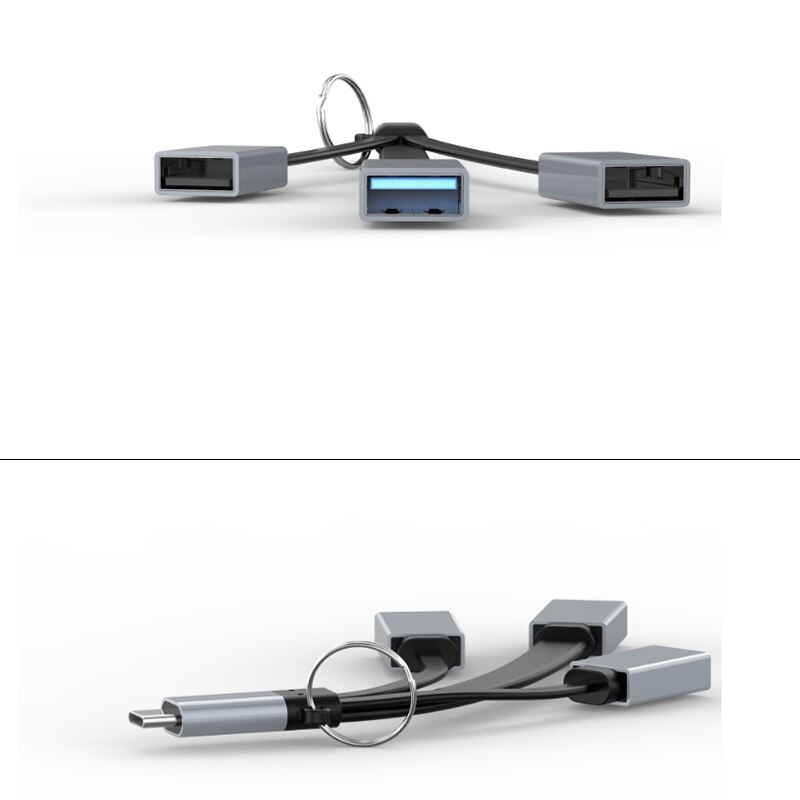 Usb C Hub, Type-C Kabel Otg Adapter Met 3 Usb-poorten, usb C Draagbare Verlengkabel Voor Mobiele Telefoons, Laptops, Rechte