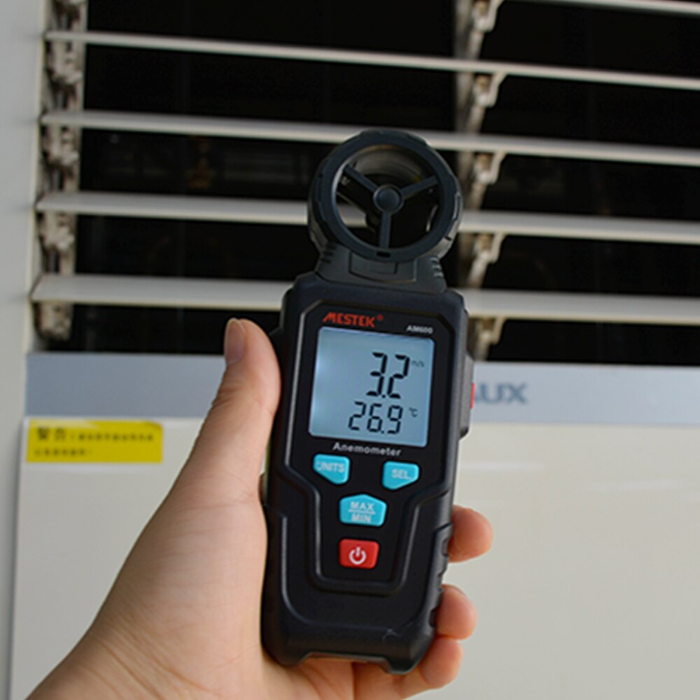 Digital Mini Anemometer 0.4-30m/s Wind Speed Meter 0~70 degree Thermometer Temperature Tester Anemometro with LCD Backlig