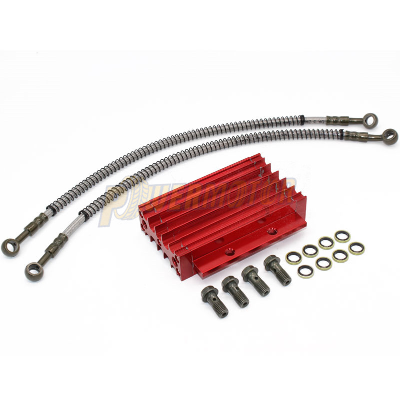 Motorcykel oljekylare oljekylare kit aluminiumlegering för lifan 110 125cc pit smutscykel crf olja monkey bike atv quad motorcykel: Rött kit
