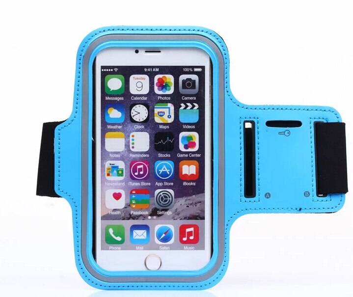 Sport Running Armband Voor Iphone 6 S 6 7 8 Plus X Xs Xr Armband Voor Samsung S7 S9 S8 a50 Arm Band Riem Sporttas Telefoon Case 5.5 Inch: Light Blue