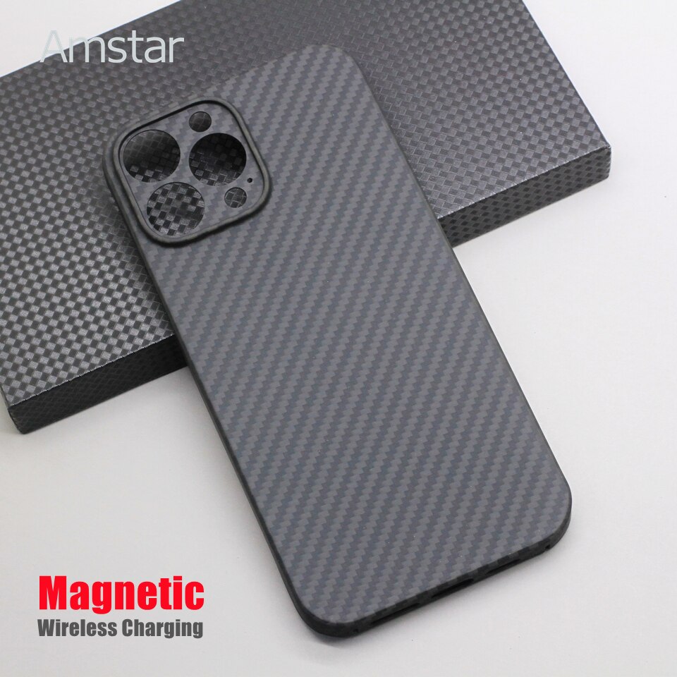 Amstar magnetische kohlefaser-handyhülle für iphone 13 Profi max 13 Profi, ultradünne aramidfaser-magnetabdeckung mit kabelloser ladefunktion