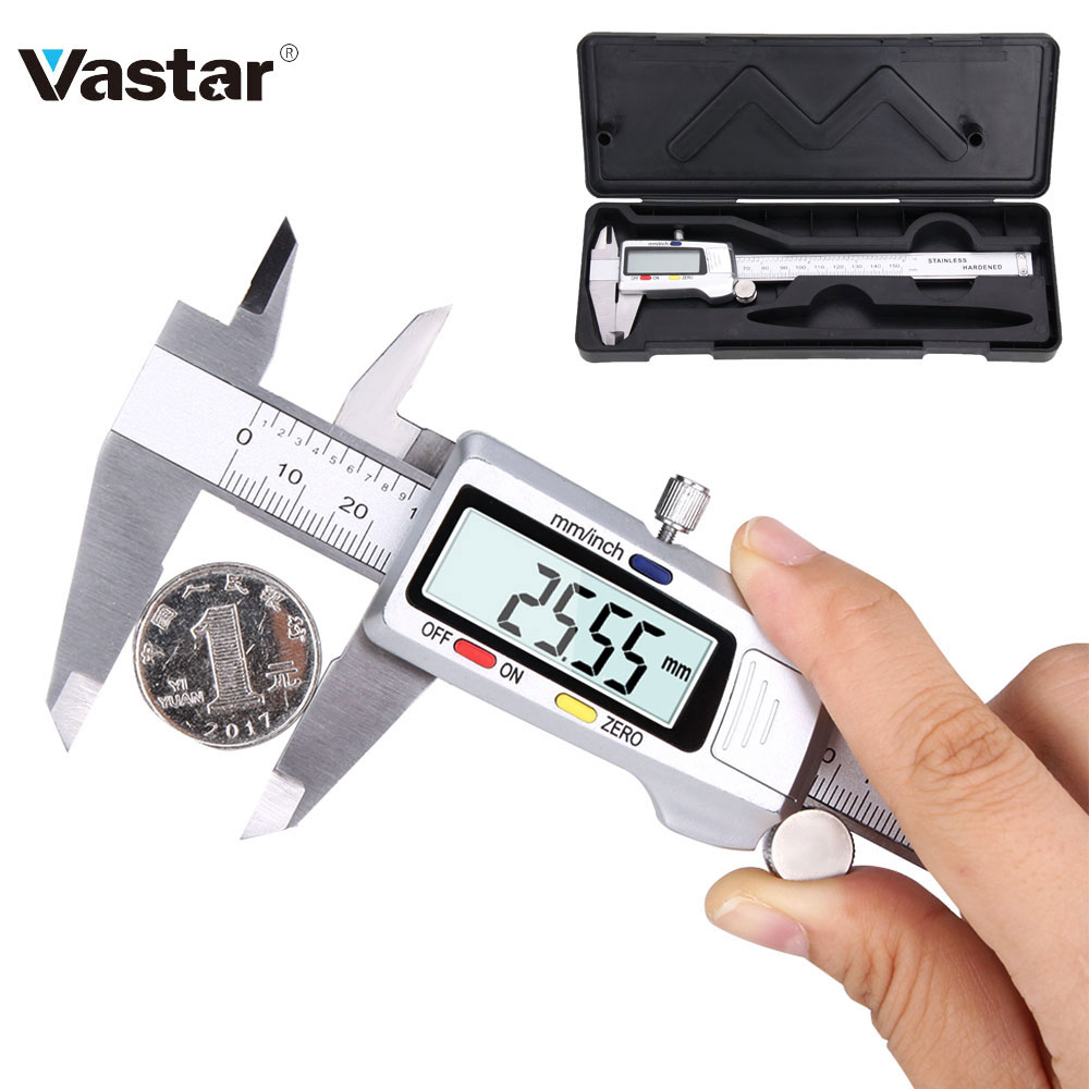 Aço inoxidável digital caliper 6 polegada eletrônico vernier caliper 150mm calímetro micrômetro régua digital ferramenta de medição