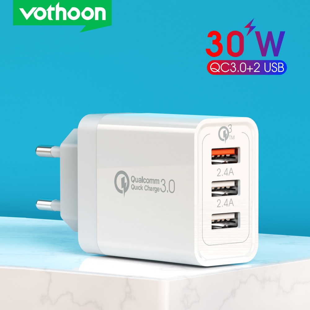 Vothoon 30W 3 Poorten Quick Charger 3.0 Usb Charger Voor Iphone Samsung Xiaomi Mobiele Telefoon Oplader Snelle Lader adapter