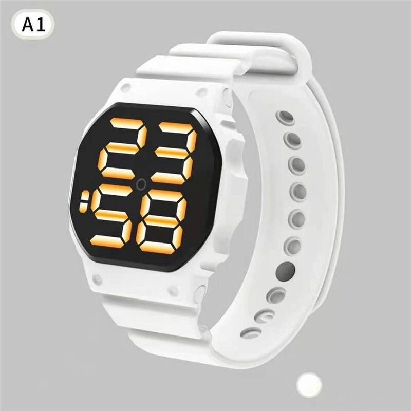 Led Digitale Sport Horloge Voor Mannen Vrouwen Siliconen Band Horloges Reloj Mujer: white