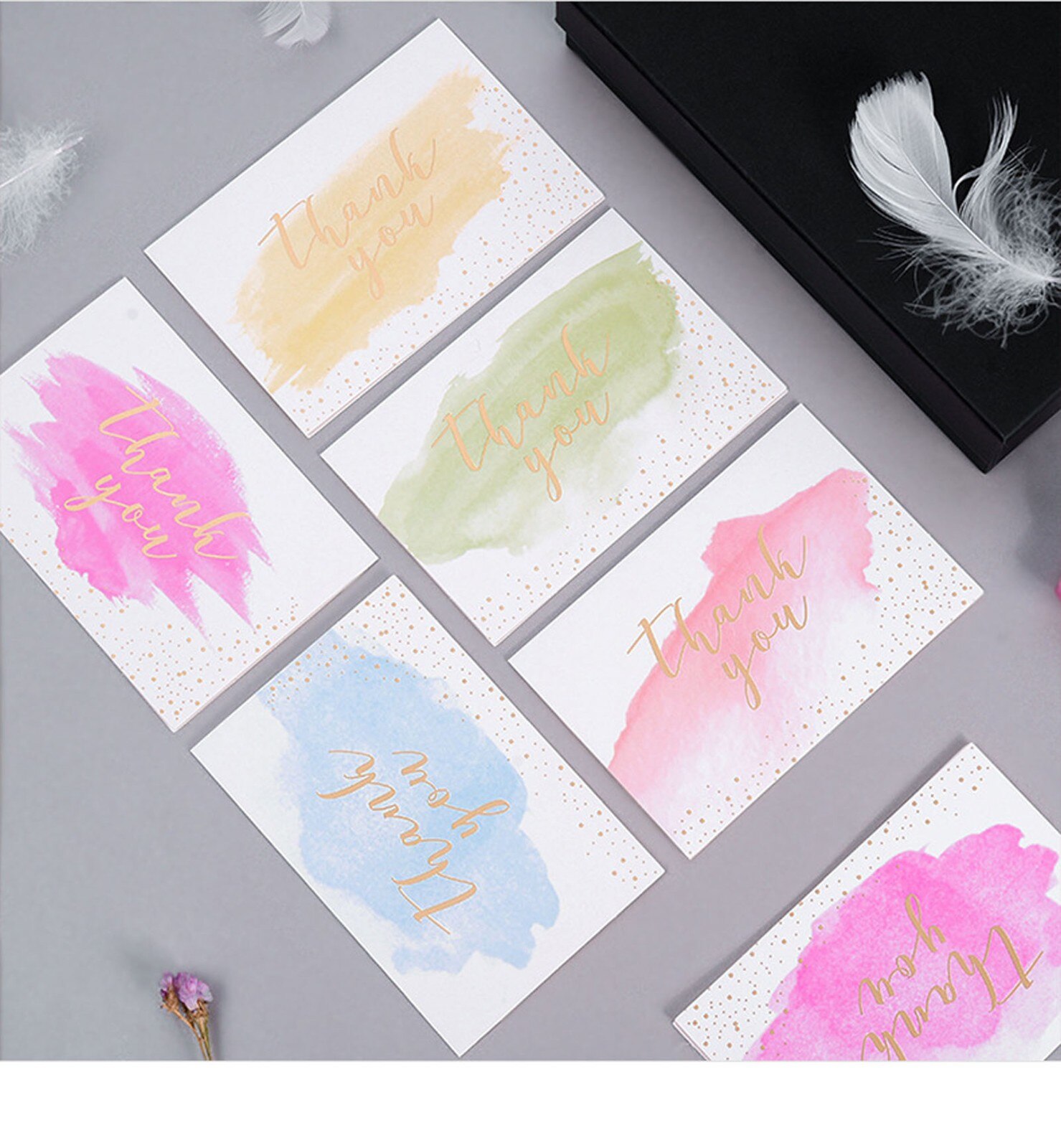 6Pcs Thank you Card Letter Greeting Cards Greeting Small Message Card Romantic Writable Card Decoration Thank You Cards