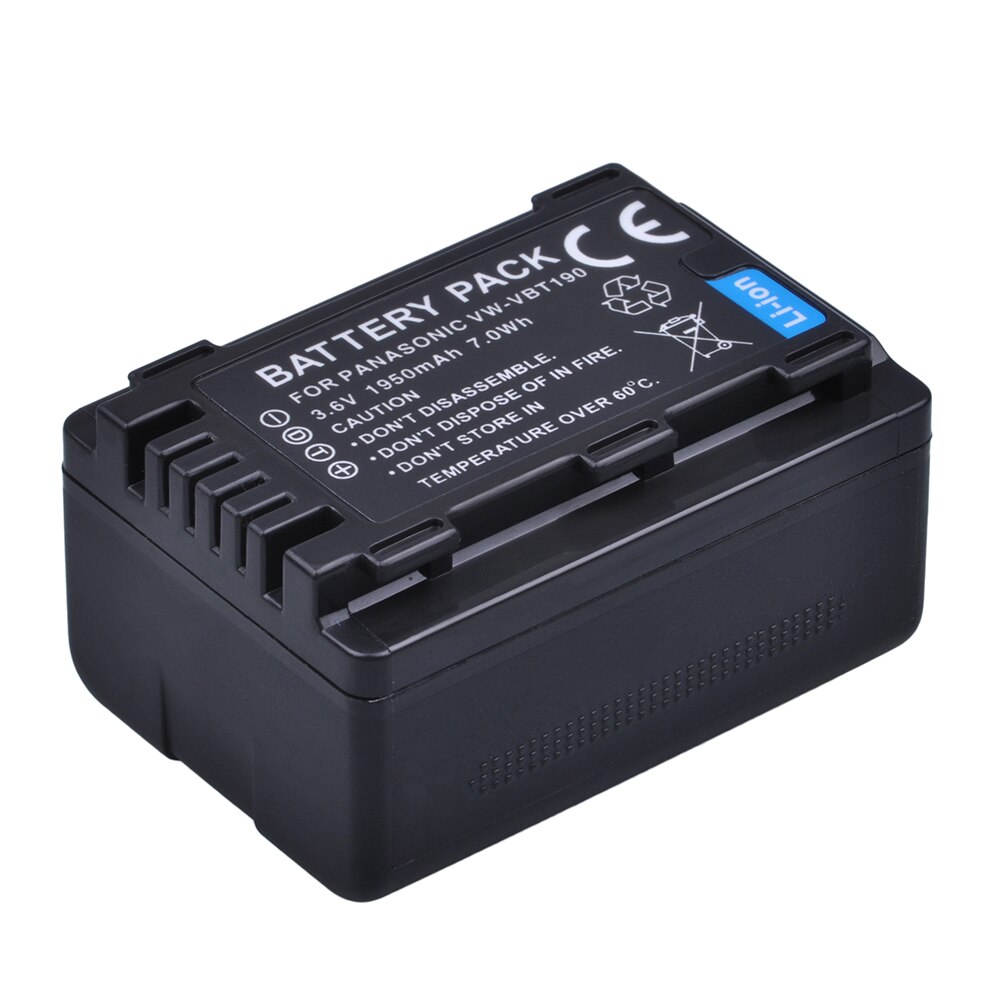 2Pcs VW-VBT190 VW VBT190 Li-ion Battery for Panasonic HC-V110 HC-V800GK HC-VXF990 HC-V180 HC-W570 HC-V210 HC-WX970 HC-V250: 1x Battery