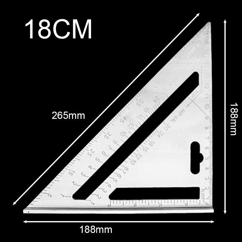 18/30cm Square Triangle Ruler Aluminum Alloy Triangle Angle Ruler Protractor Woodworking Measurement Tool Square Layout Gauge