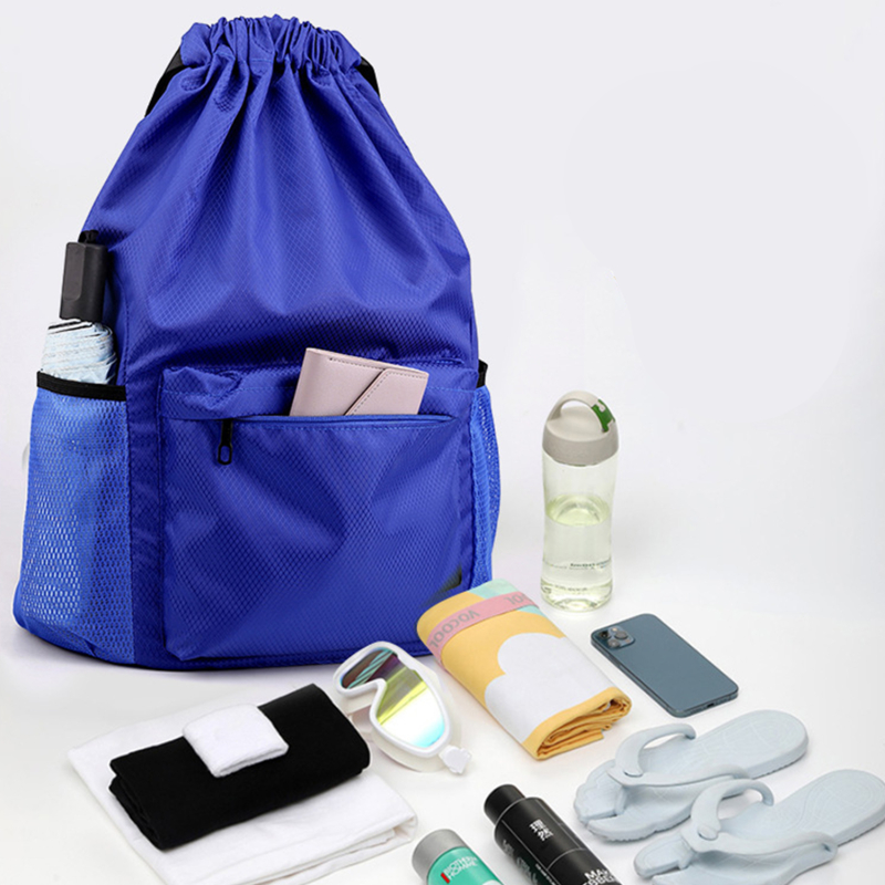 Men/Women Drawstring Pocket Backpack Nylon Waterproof Backpack Large Capacity Drawstring Travel Bag Fitness Sports Bag