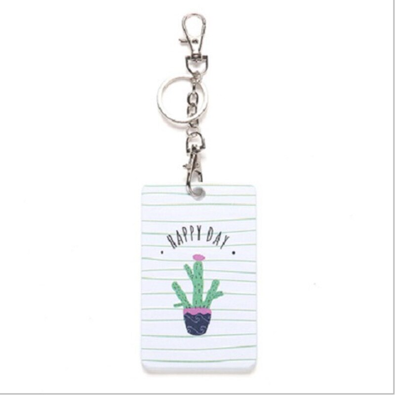 Cute cartoon ID card set bus card package key ring access control card protection set ID card card set: Cactus C