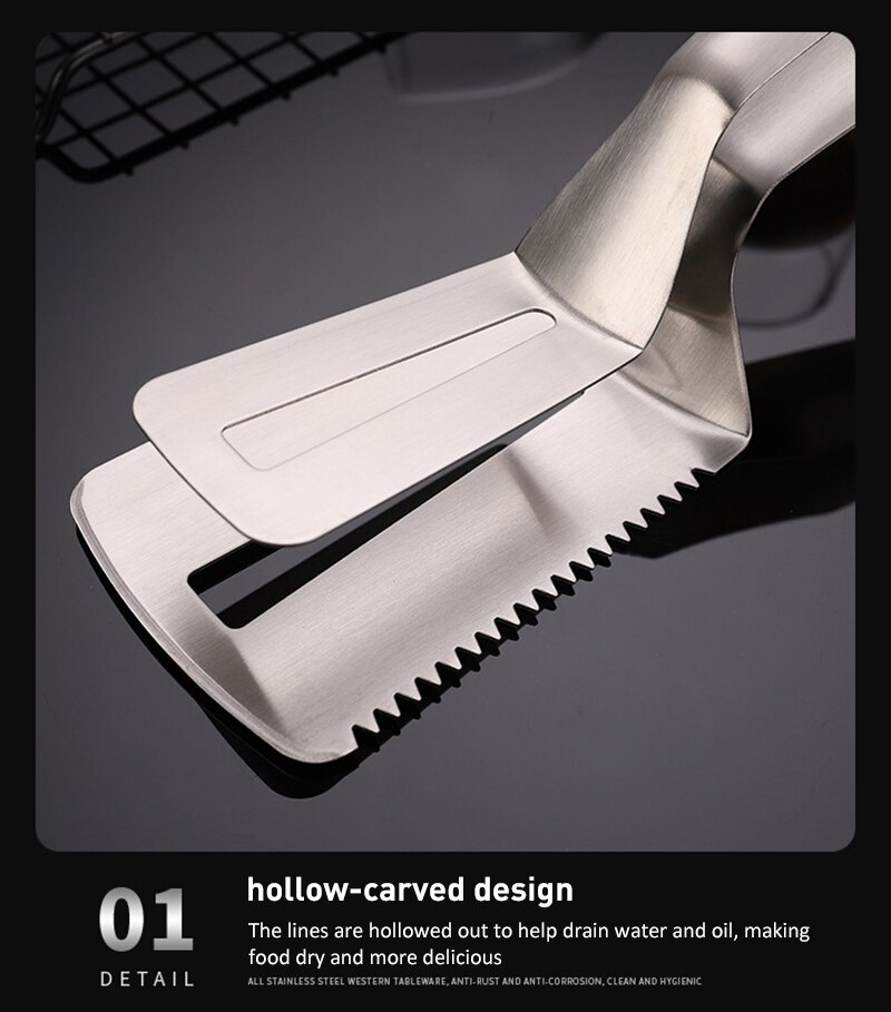 Kitchen BBQ Bread Utensil Stainless Steel Barbecue Tong Fried Steak Shovel Fried Fish Shovel Clamp Kitchen Bread Meat Clamp