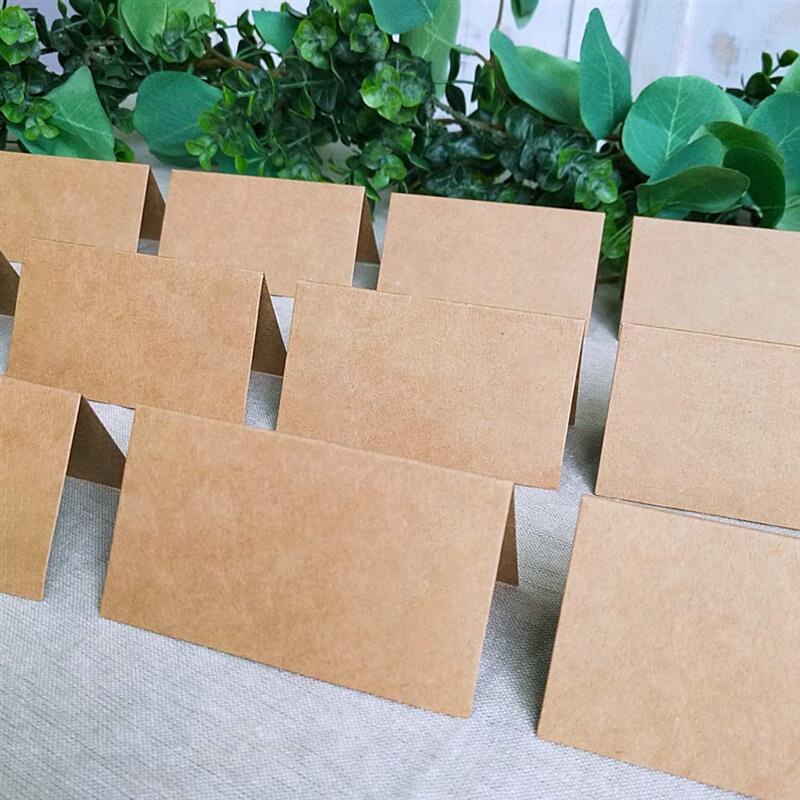 120 Uds. Mesa de papel Kraft en blanco Vintage número Tarjeta De Nombre tarjetas de lugar boda decoración de de cumpleaños invitaciones