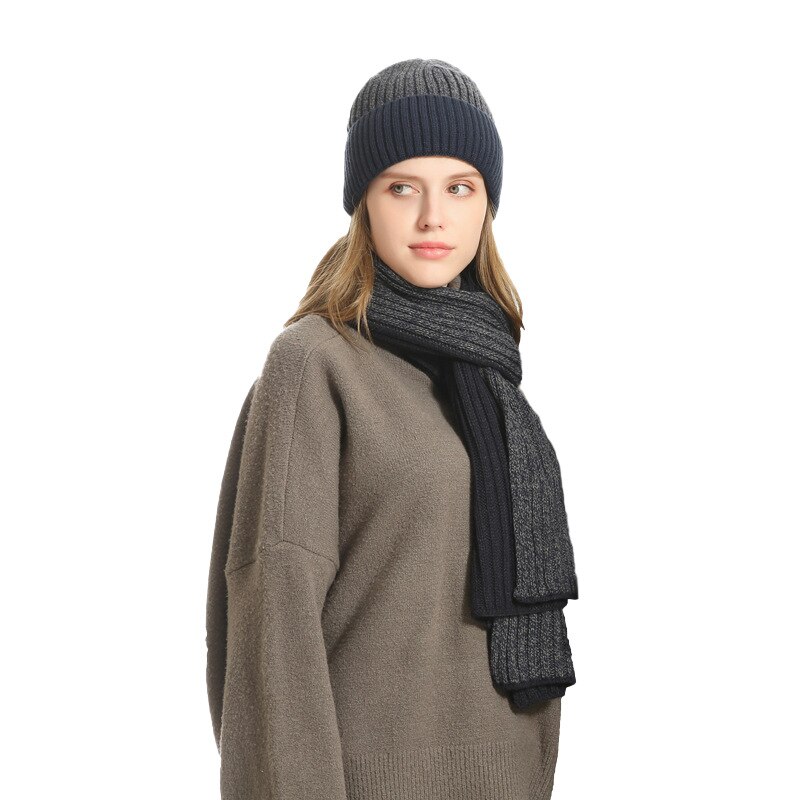 Ensemble de 3 pièces pour homme, chapeau, écharpe, gants, bonnets en laine, rayures rétro, ski d&#39;affaires, unisexe, accessoires d&#39;hiver, du nouvel an: Navy