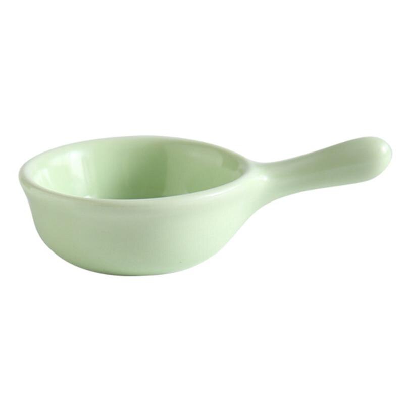 40ML Ceramic Sauce Dishes Mini Seasoning Dish Snack Plate Food Dipping Bowls Appetizer Plates With Handle: Green