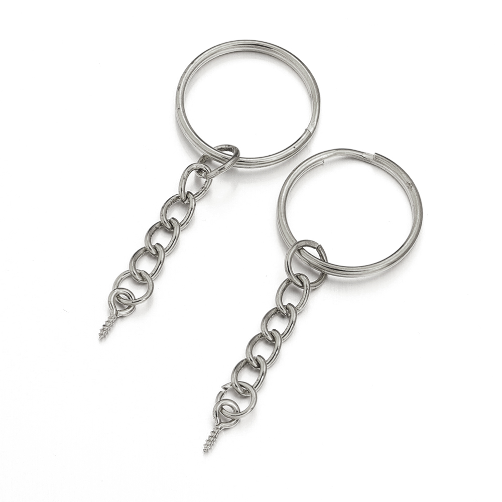 10 unids/lote llaveros de hierro llavero en blanco llavero con anilla dividida llavero anillos DIY hallazgos hacer accesorios de llavero: Rosa