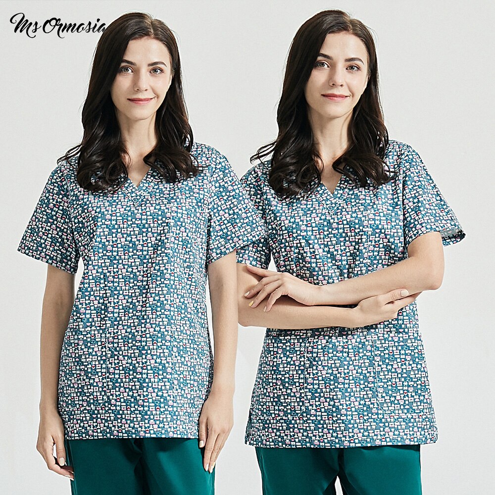 S-XXL Zahn drucken Peelings Spitzen Haustier Verein arbeit Spitzen/hosen Kurzarm zahn schönheit arbeit kleidung gesundheit Service Uniform