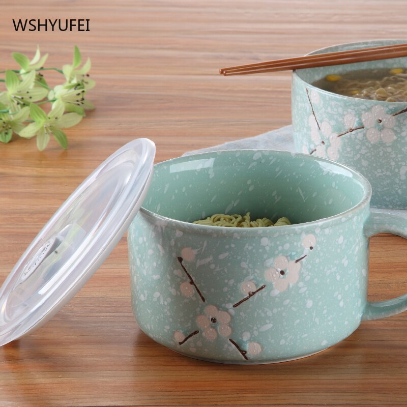 Keramische Instant Noodle Cup Met Deksel Huishoudelijke Grote Capaciteit Soep Cup Bento Box Student Bento Box Instant Noodle Isolatie Kom