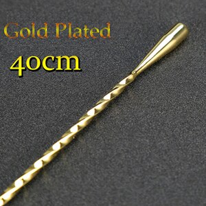 30cm/40cm/50cm Teardrop Cocktail Bar spoon Mixing Spoon 304 Stainless Steel Twisted Mixing Stir Spoon Bar Tool: Gold40cm