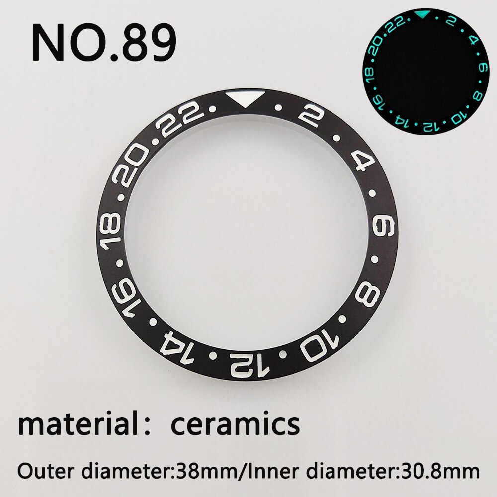 38*30.8mm Sloping Super Luminous Ceramic Bezel Insert Divers Replacement of watch accessories parts: NO.89