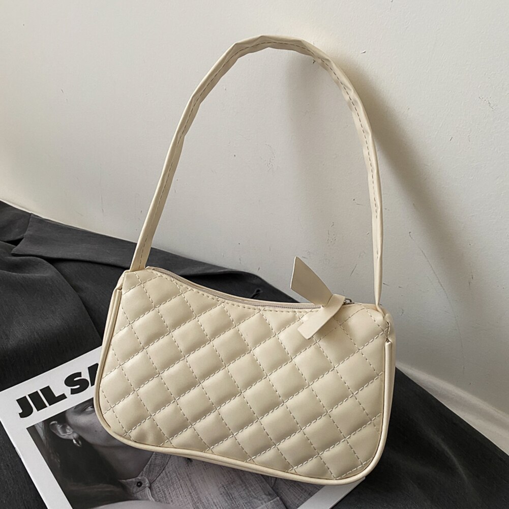 Einfach Umhängetaschen Unterarm Schulter Umhängetasche PU Leder Weiche Taschen Dame Kette Reise Kleine Handtaschen für Frauen: weiß