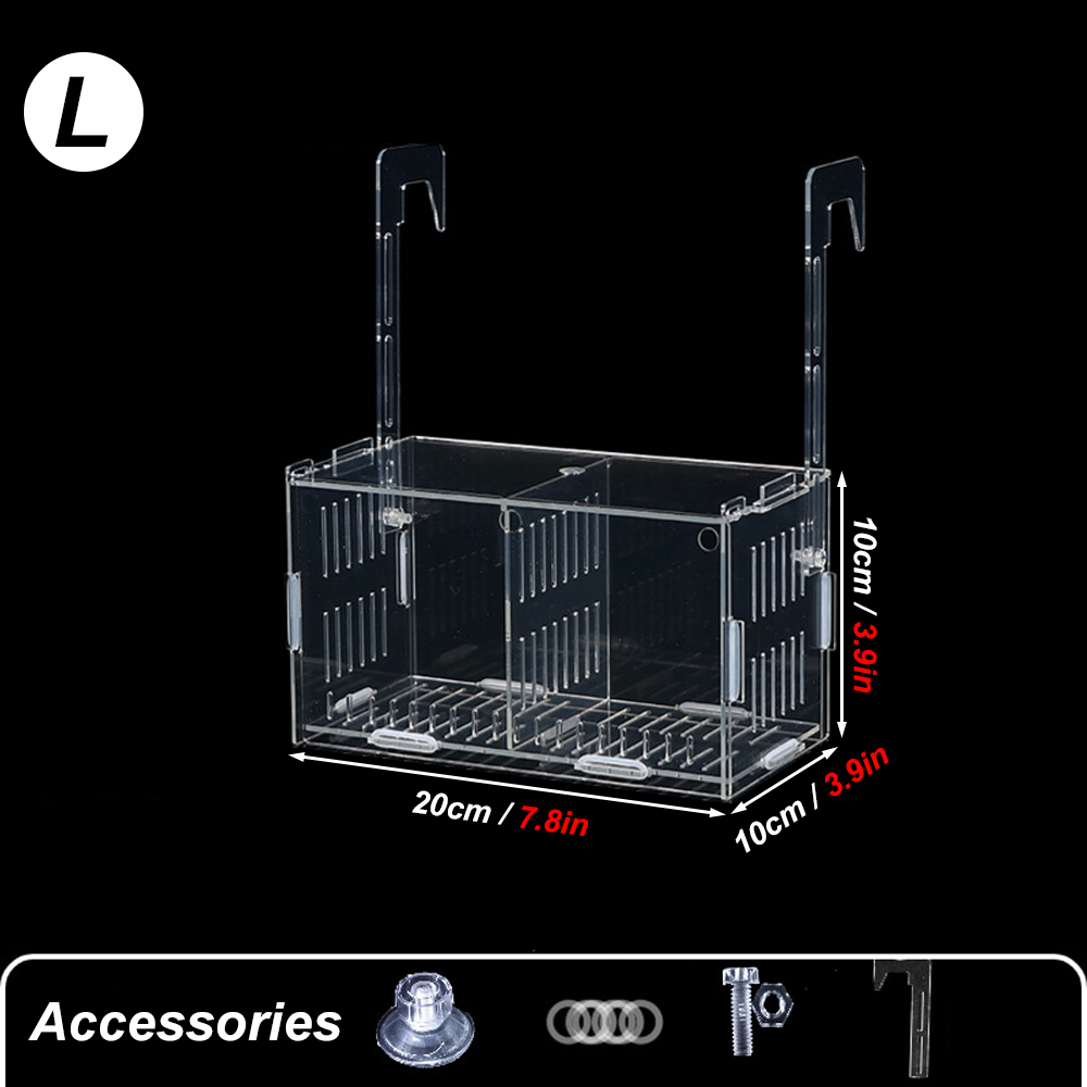 Aquarium Ornamental Fish Breeding Box Fish Shrimp Incubator Double Guppy Breeding Betta Fish Isolation Box Hydroponic Plant Box: WHITE