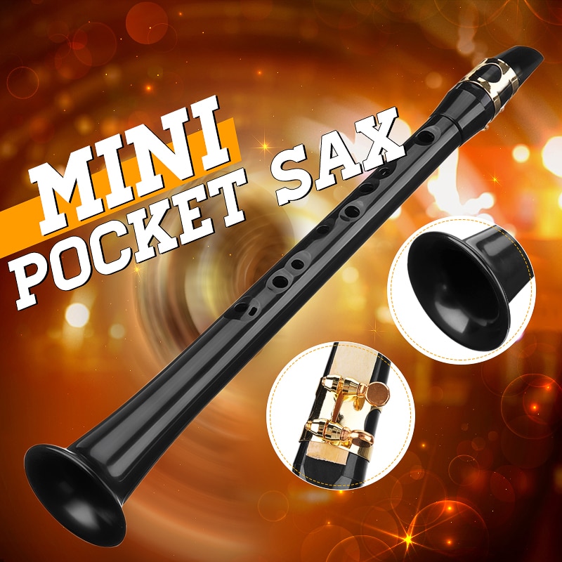 Black LittleSax Mini Sax Portable C Key Saxophone ABS Lightweight Sax Musical Instruments with Carrying Bag for Begginer