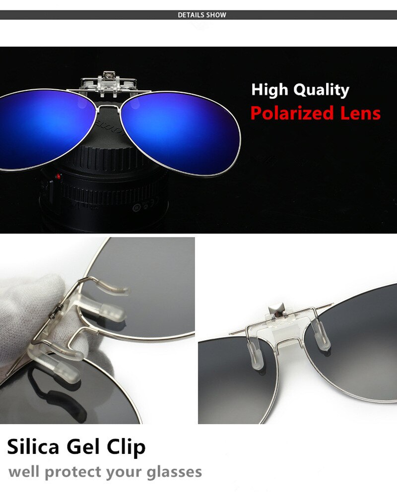 Driver goggles Detachable Night Vision Lens Driving Metal Polarized Clip On Glasses Sunglasses Glasses Car Driving
