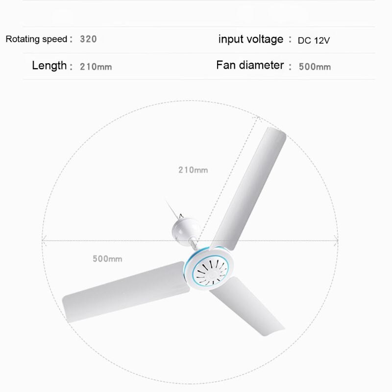 50cm 12v loftsventilator luftkøler hængende ventilator til camping udendørs telt hjemmeseng  l69d