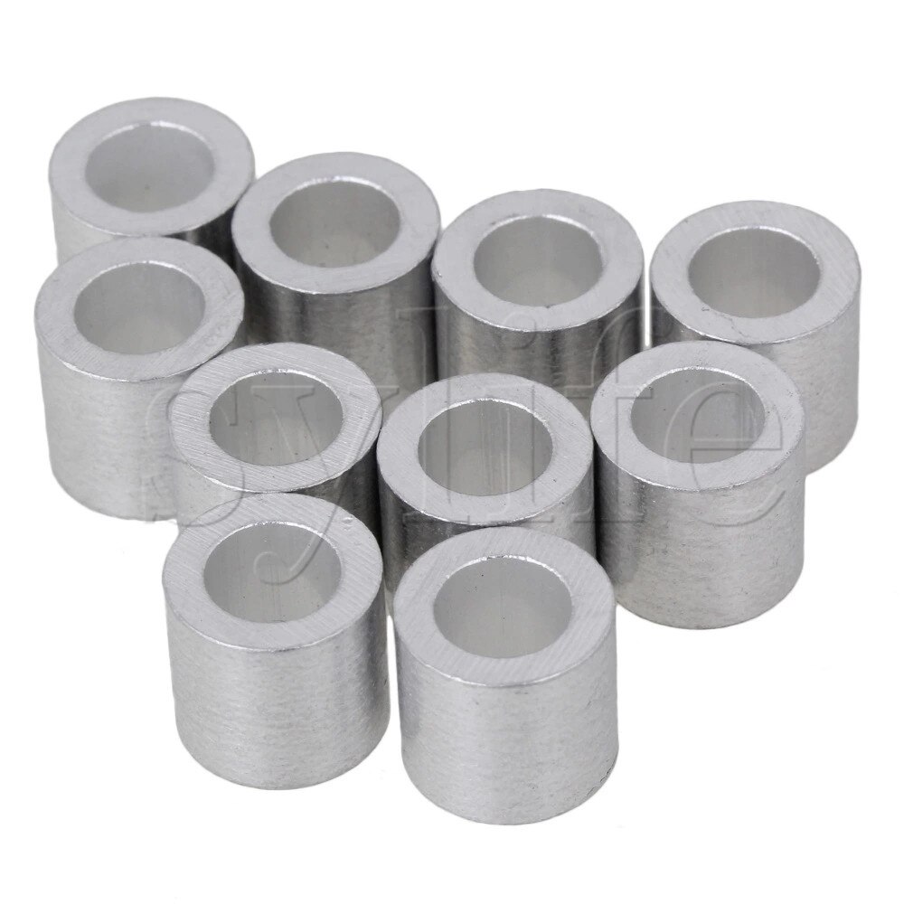 M6 Aluninum Round Holes Crimping Loop Sleeve for 6mm Wire Rope Set of 50