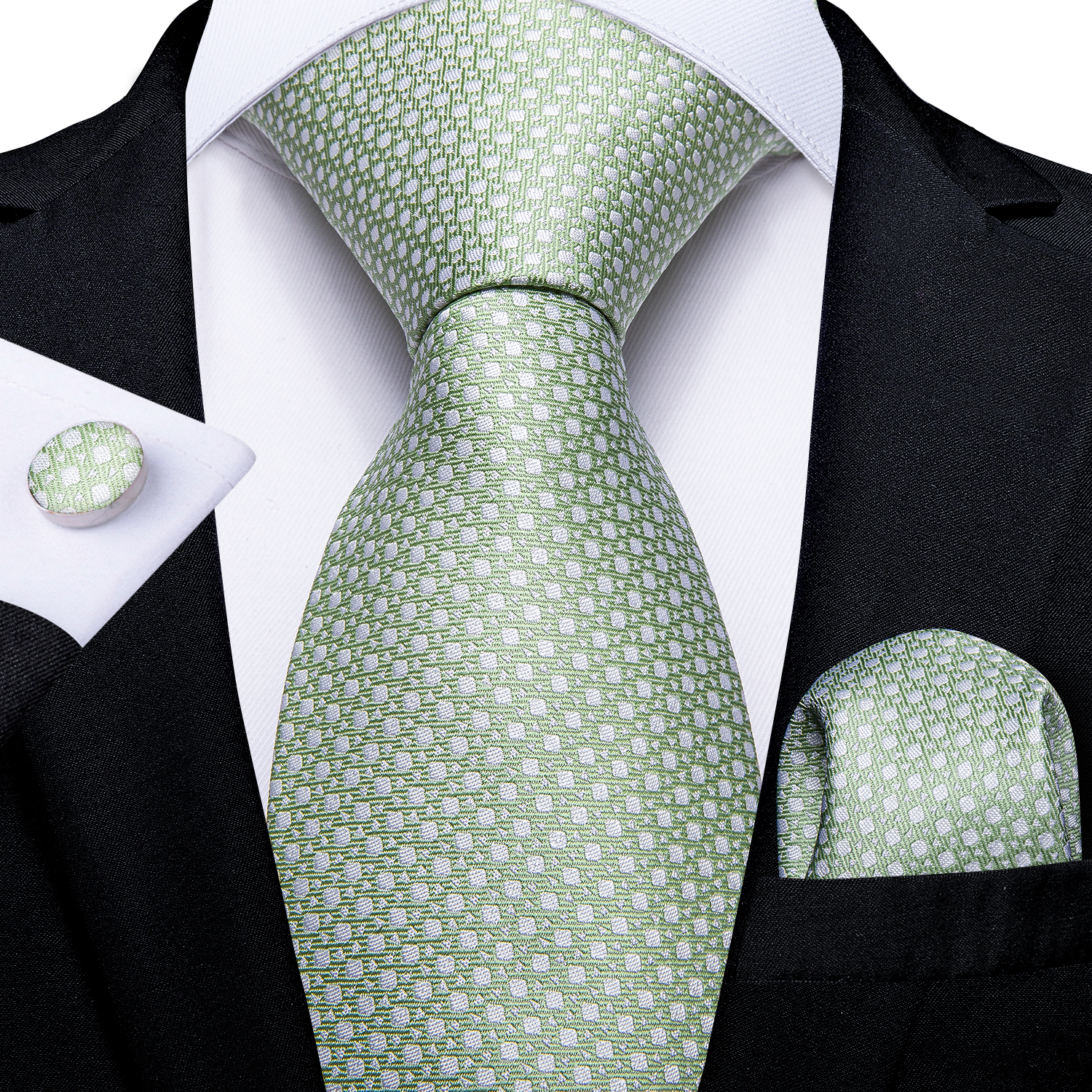 Cravates pour hommes vert clair point solide fête de mariage hommes accessoires plaine bleu violet cou cravate ensemble poche carré mari