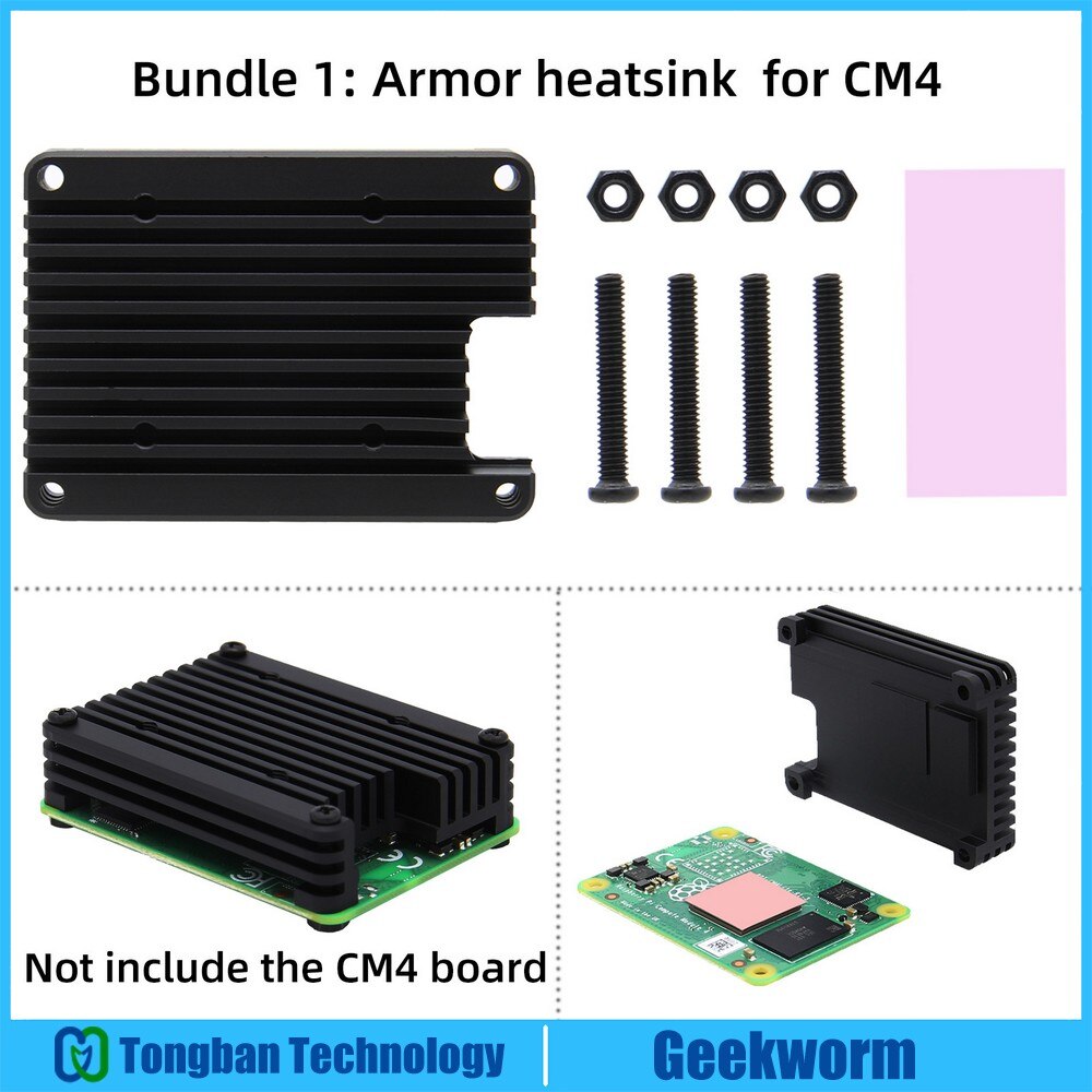 Raspberry Pi Compute Module 4 CM4 Ingebed Aluminium Heatsink/Koeler/Radiator/Beschermende Shell Ondersteuning 30Mm Fan (C235): Bundle 1