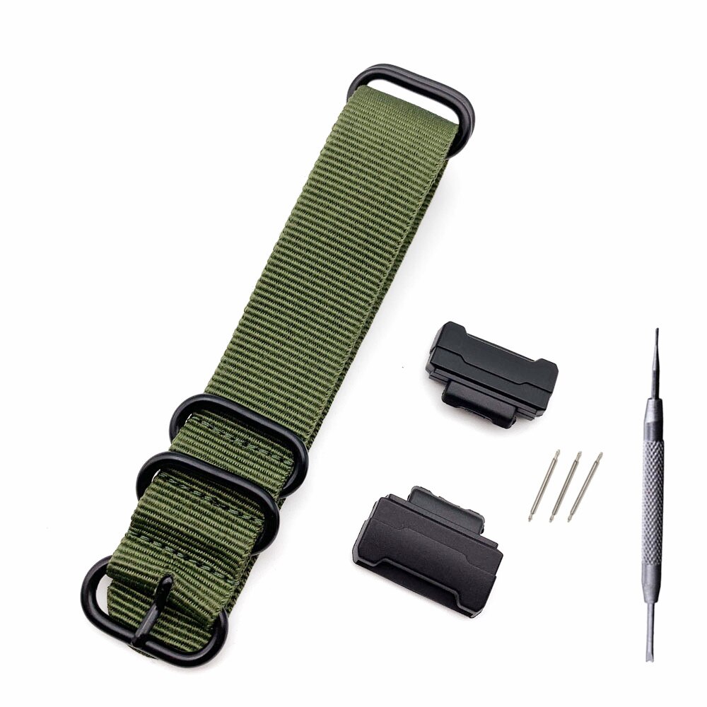 Nylon urrem til g-shock dw -5600 6900 ga-110 gw-m5610 dw-9052/ gls -8900 serie urremme  + 16mm grænseflade terminaler: Grøn