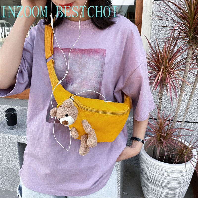 Trend Ladies Messenger Cute Canvas Chest Bag Small Fresh Girl Single Shoulder Multi-function Mobile Phone Bags