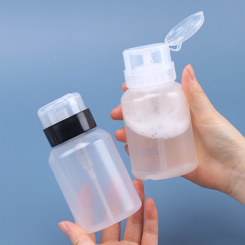 200Ml Plastic Hervulbare Fles Nagellak Remover Alcohol Make-Up Remover Druk Pompen Split Fles Nail Art Uv Gel Cleaner