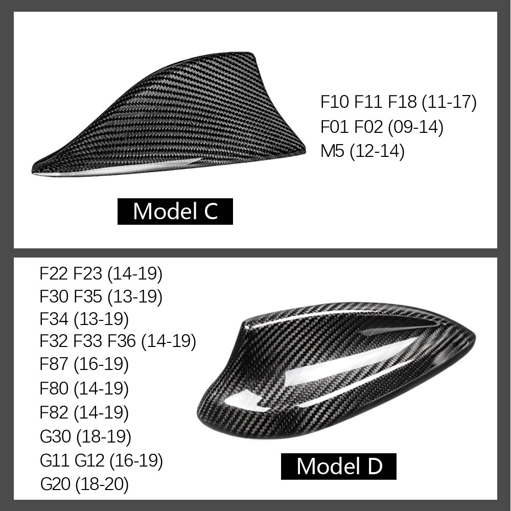 Ægte kulfiber bil tag hajfinne antenne antenner dæk trim til bmw  e90 e92 f20 f30 f10 f34 g30 g20 f15 f16 f45 bil styling